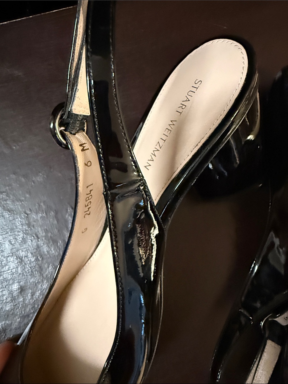 Stuart Weitzman Black Patent Slingback Mules - Picture 4 of 7